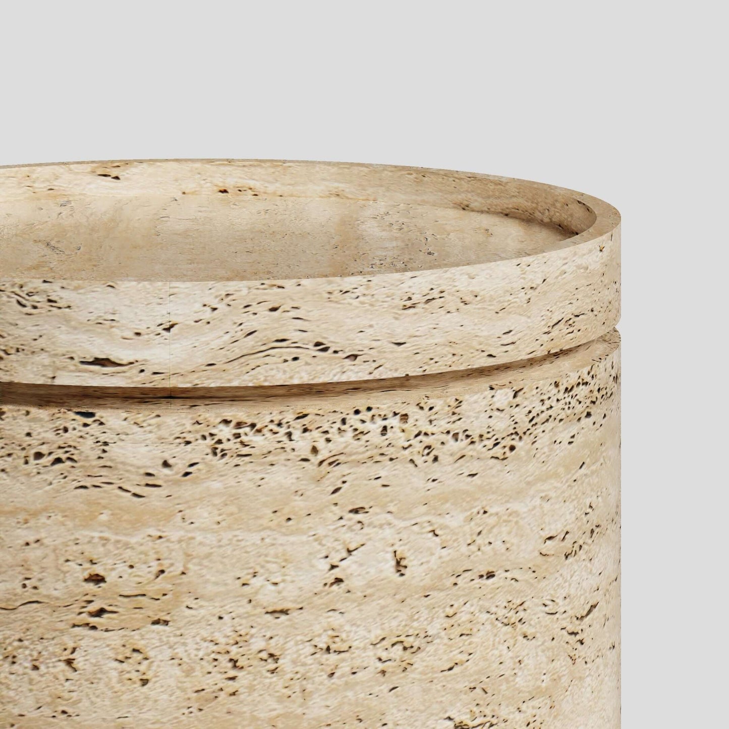 Cycladic Secret Travertine End Table with Storage